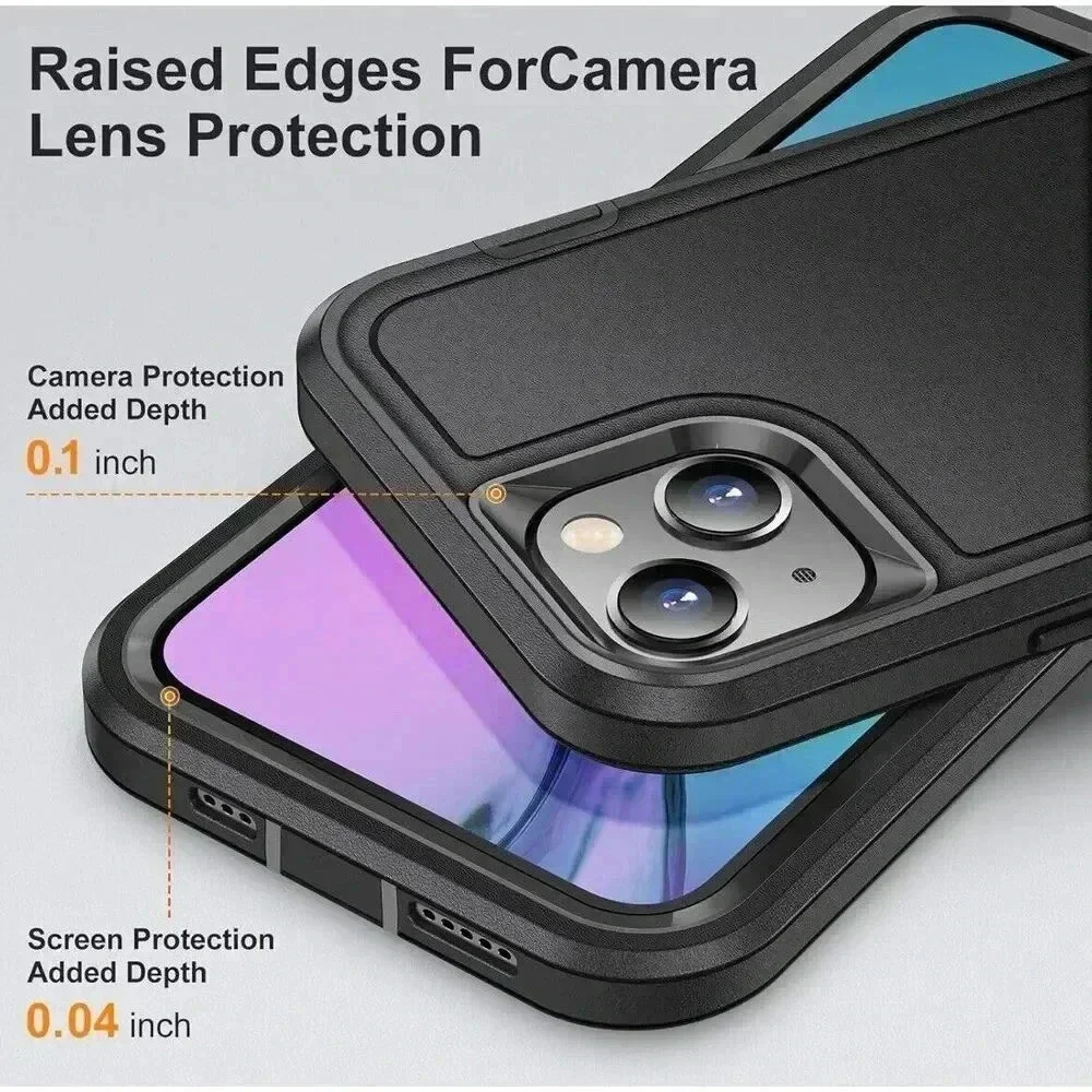 Rugged Kickstand Case for iPhone 15 6.1” Heavy Duty Shockproof Drop-Proof Black‎
